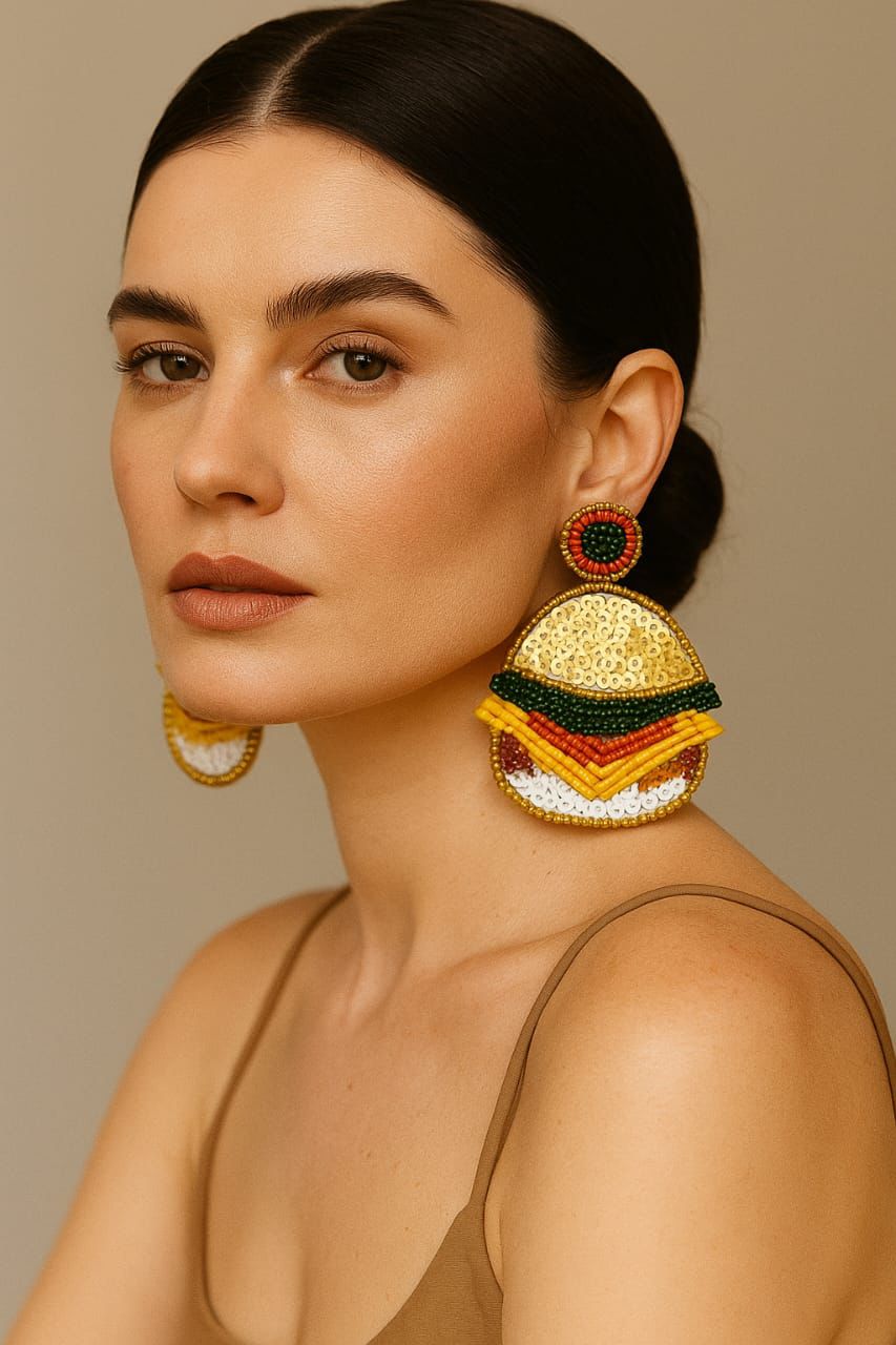 Burger Handmade Earring