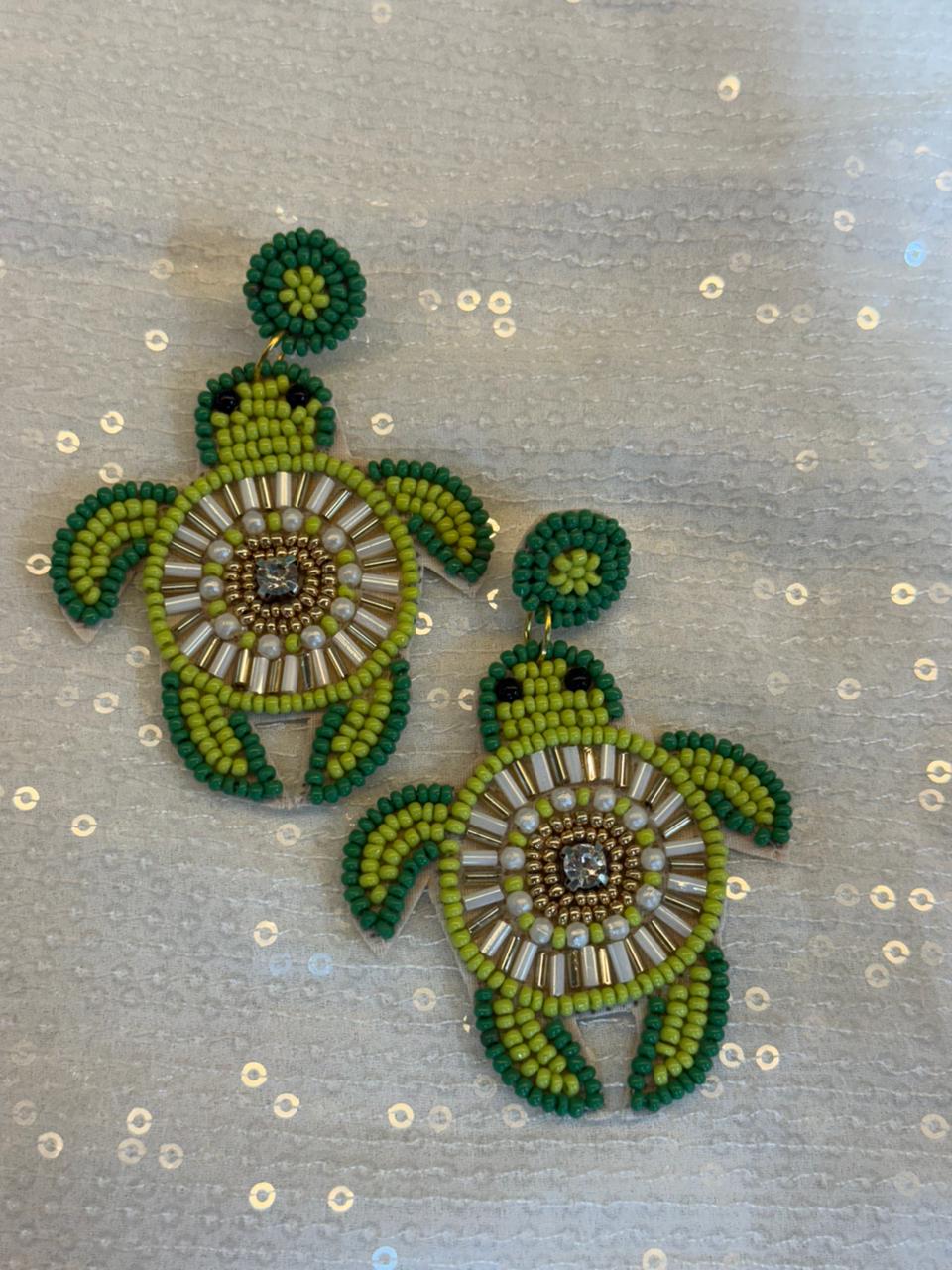 Turtle Charm Drops Handmade Earring