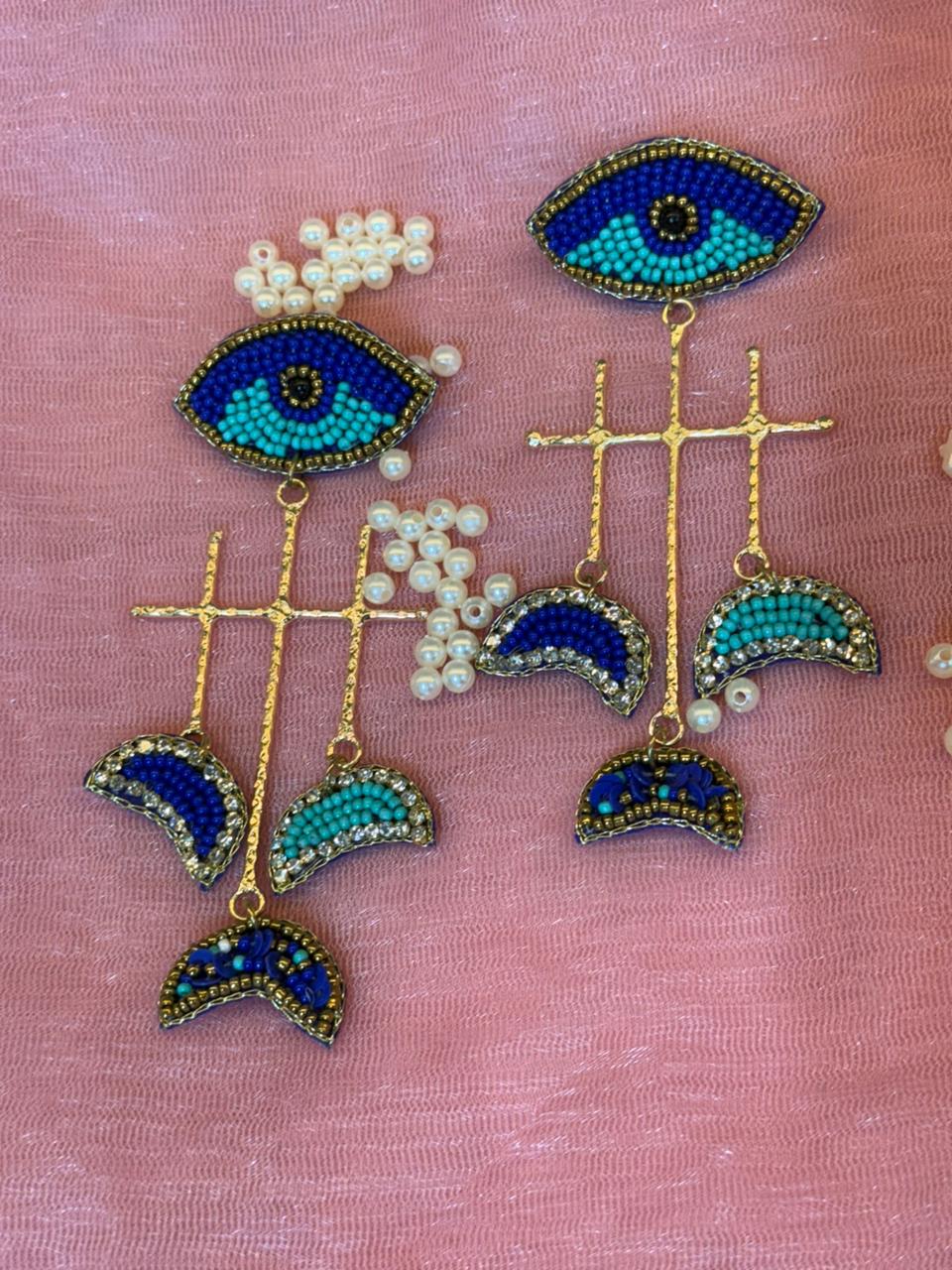 Evil Eye Charm Drops Handmade Earring