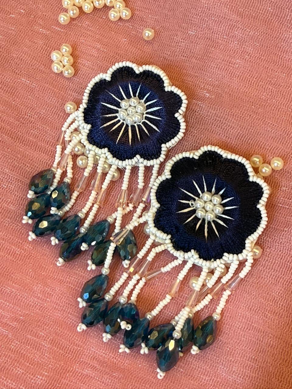 Noir Flower Dangles Handmade Earring