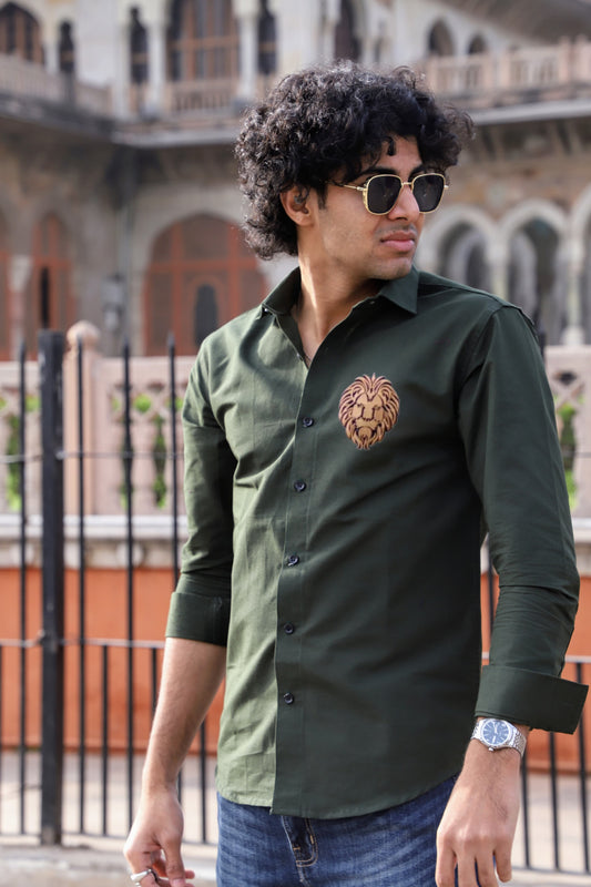 Mufasa Embroidered Bottle Green Shirt