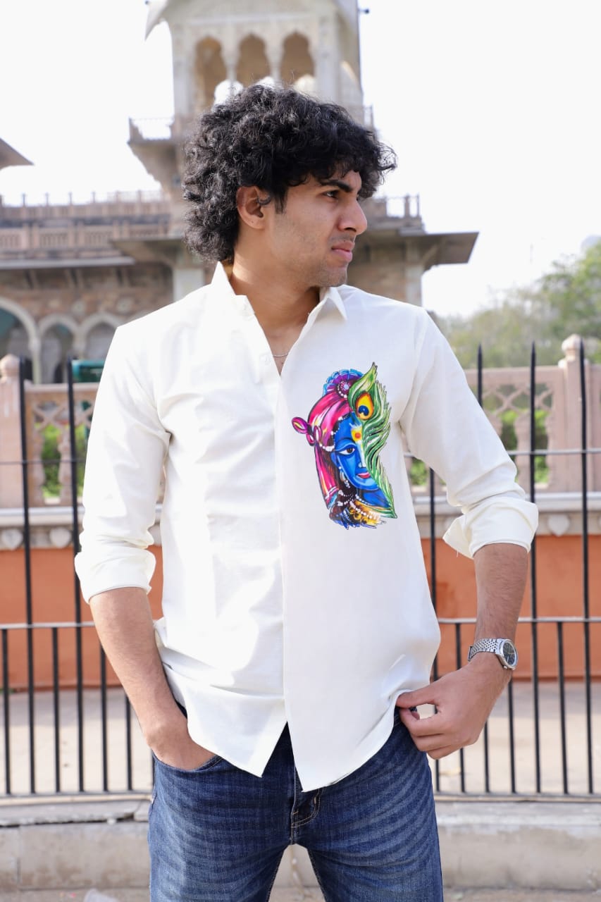 Krishna Printed White Shirt