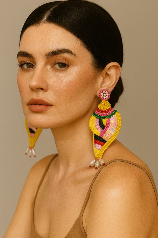 Colorful Shankh Handmade Earring