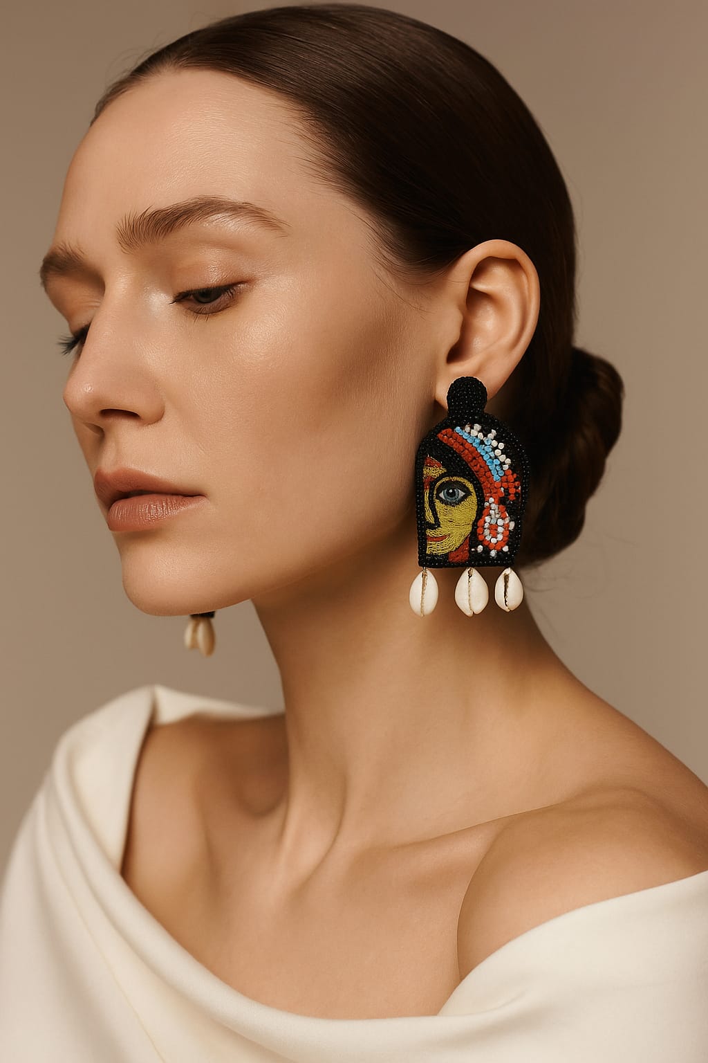 Half Face Mata With Kodi Handmade Earring