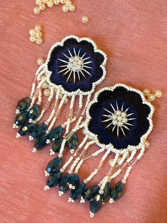 Noir Flower Dangles Handmade Earring