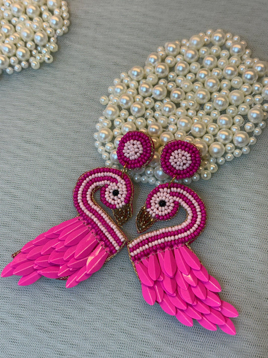 Pink Paradise Wings Handmade Earring
