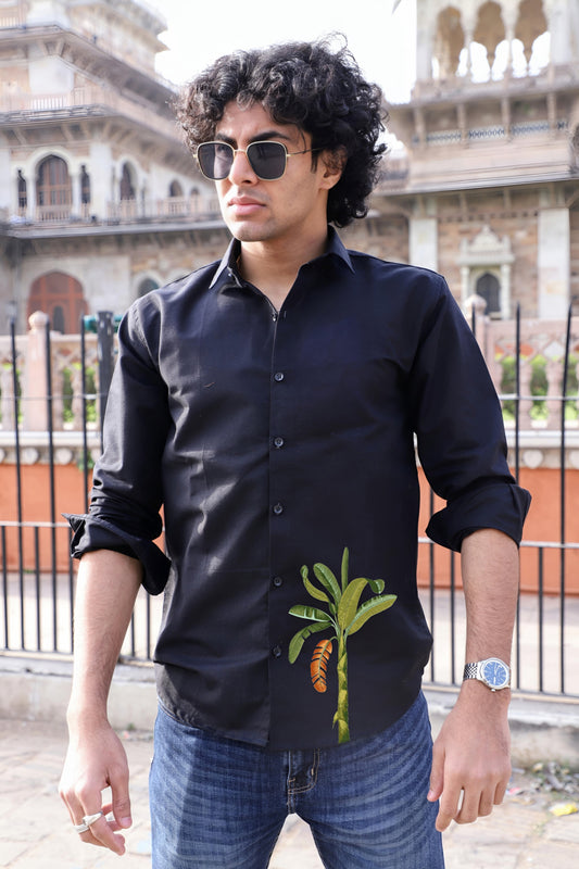 Banana Tree Printed Black Shirt