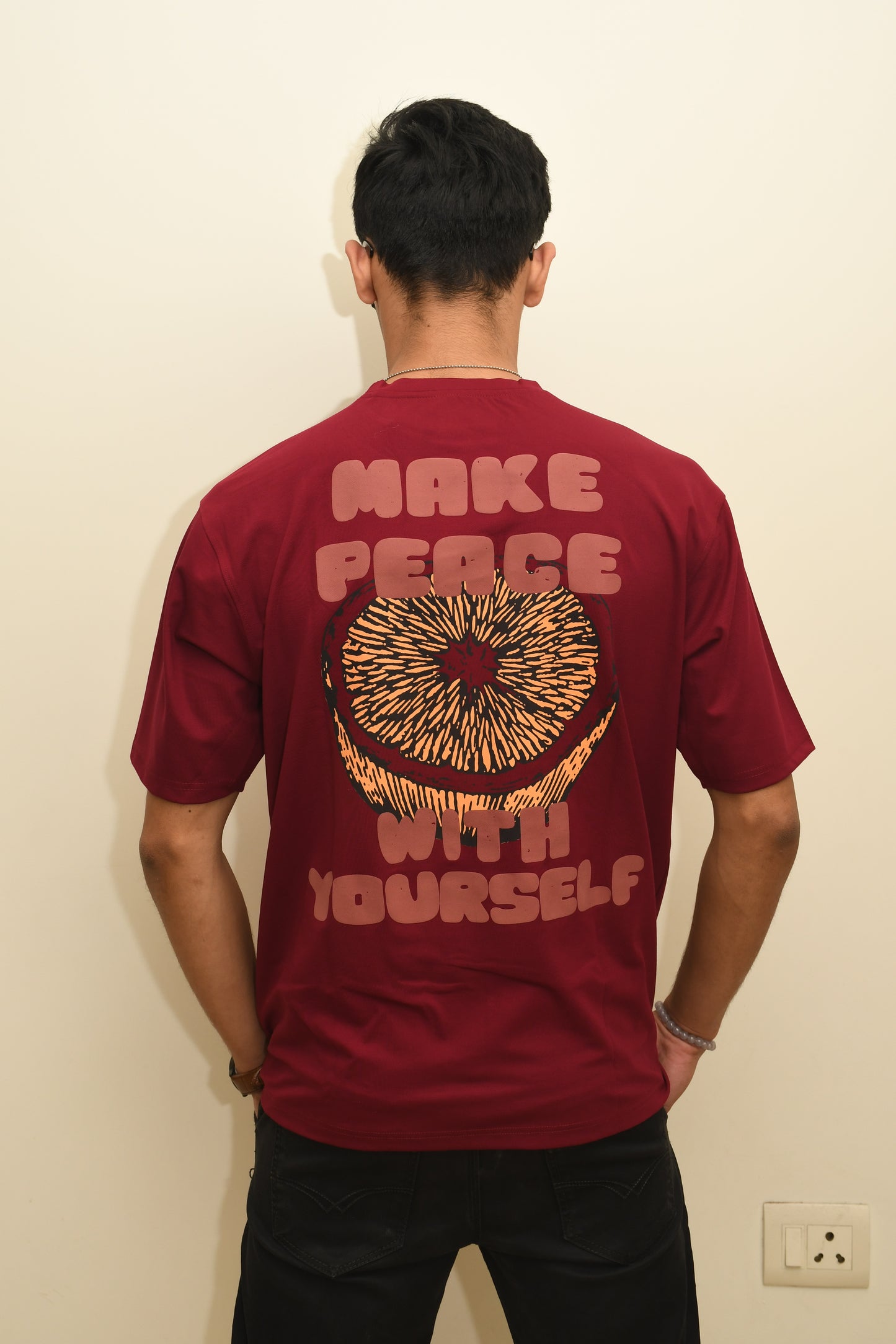 Maroon Peace Oversized Tshirt
