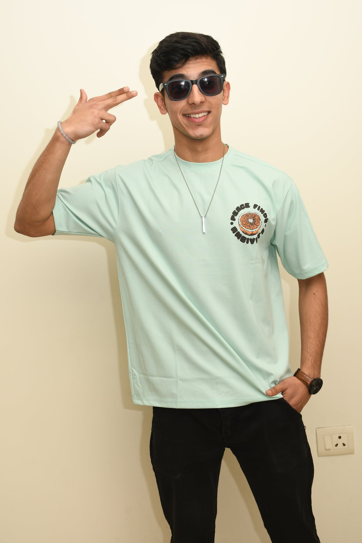 Sea Green Peace Oversized Tshirt